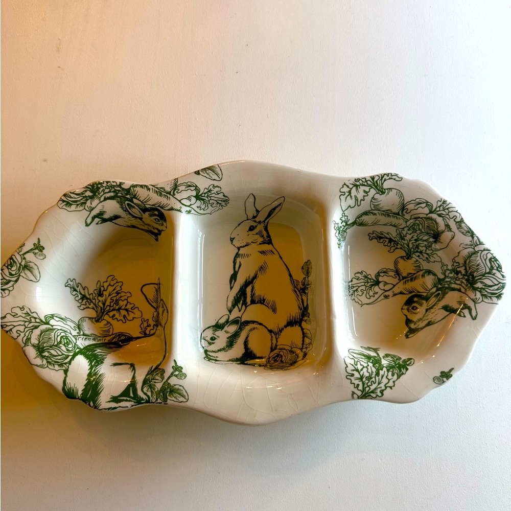 Bunny Toile 3 section dish by J Wilfred